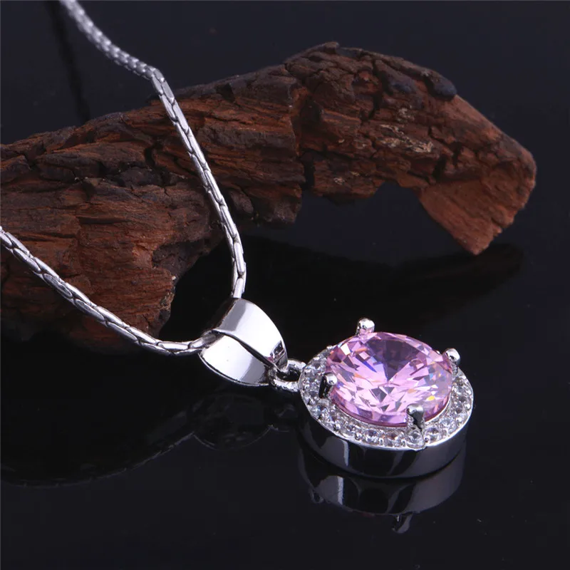 Ожерелье женское круглое из серебра 925 пробы с фианитом|necklace women|pink necklacenecklace women