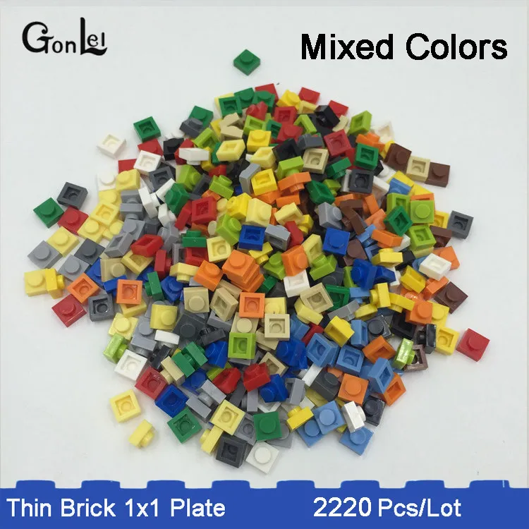 mixed color 2220 шт./лот MOC кирпич 1x1 пластины части 33 цвета выбор сделать qr-код и MOC Конструкторы блоки DIY игрушка ребенок совместим с - Цвет: mixed color