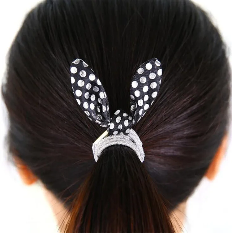 2 шт/лот Женщины Девочки Милые Банты Пентаграммы Пятна Полосатые Клетчатые Печать Резинки Для Волос с Кроличьими Ушками из Искусственной Кожи С Творческим Стилем.
