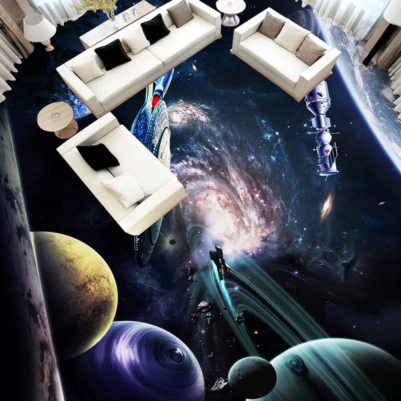 Пользовательские 3D фото обои Star Universe пол роспись Водонепроницаемый
