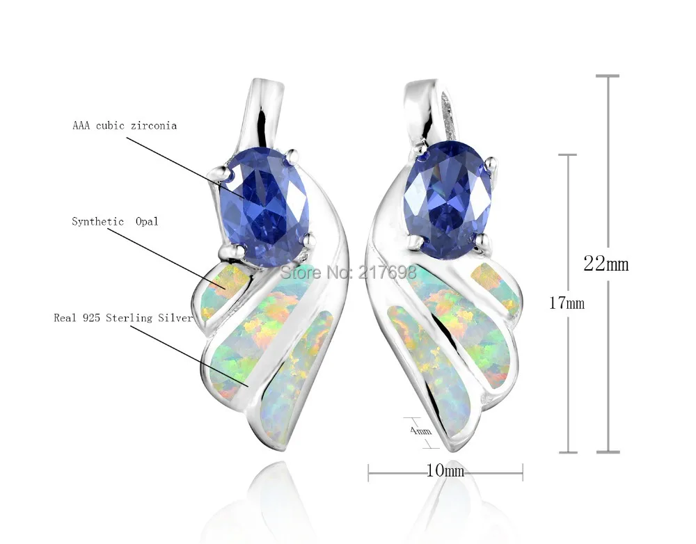 Женские серьги с опалом DORMITH из настоящего серебра голубым белым и красным огнем