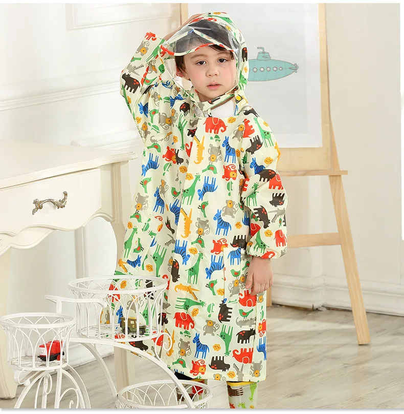 Детский длинный водонепроницаемый дождевик с героями мультфильмов
