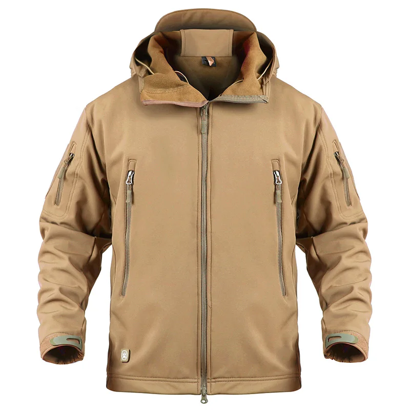 Khaki Refire gear Водонепроницаемая армейская тактическая куртка мужская камуфляжная военная куртка флисовая ветровка зимнее пальто с капюшоном одежда для охоты - Цвет: Khaki