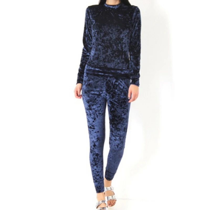 royal blue Женский спортивный костюм, бархатные толстовки+ штаны, спортивные комплекты, Женский Велюровый комплект для фитнеса, тренировок, тренажерного зала - Цвет: royal blue