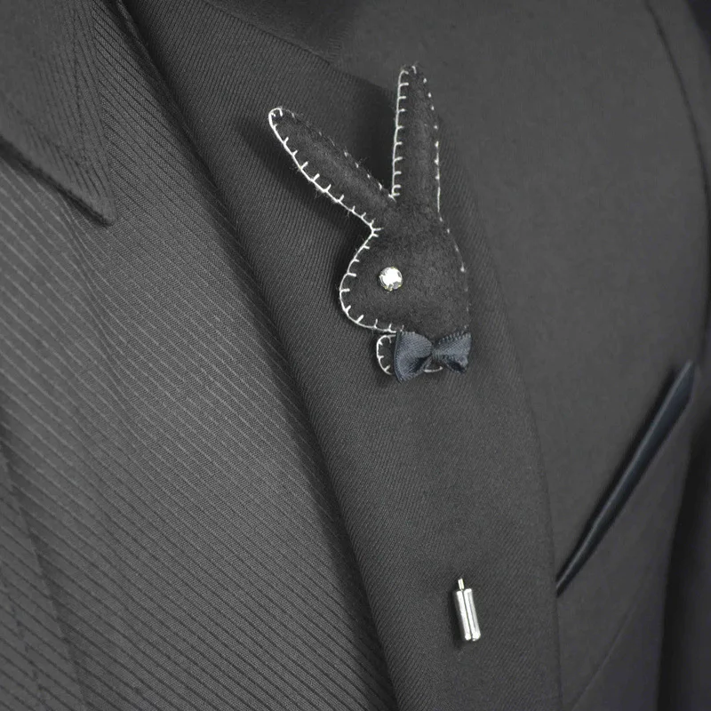 Новая мода дешевая брошь для мужчин черная голова кролика дизайн костюм булавки