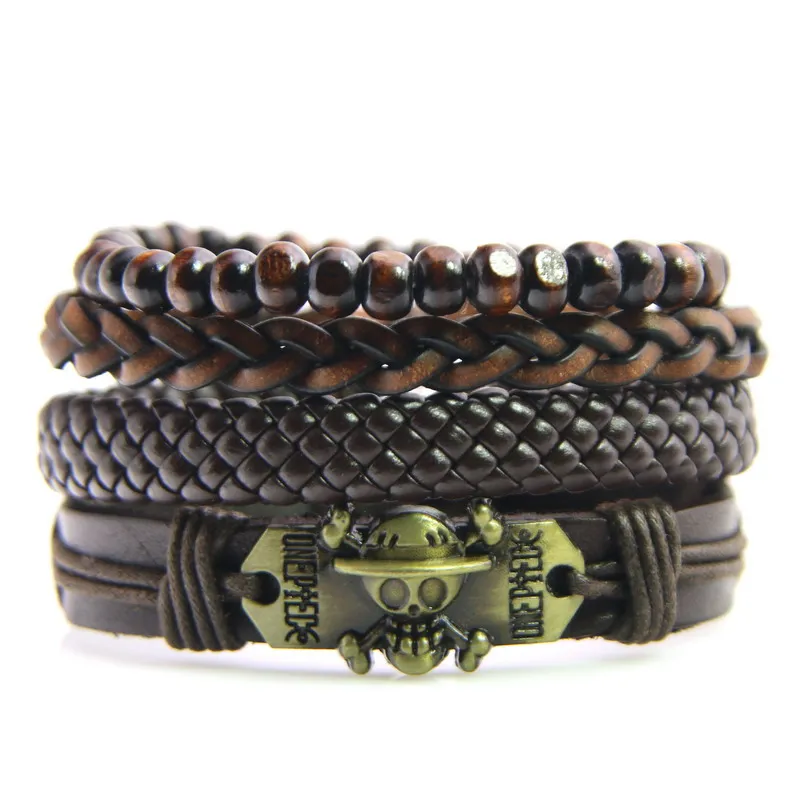 4 шт./комплект многослойный кожаный браслет с бусинами|Браслеты шармами| |