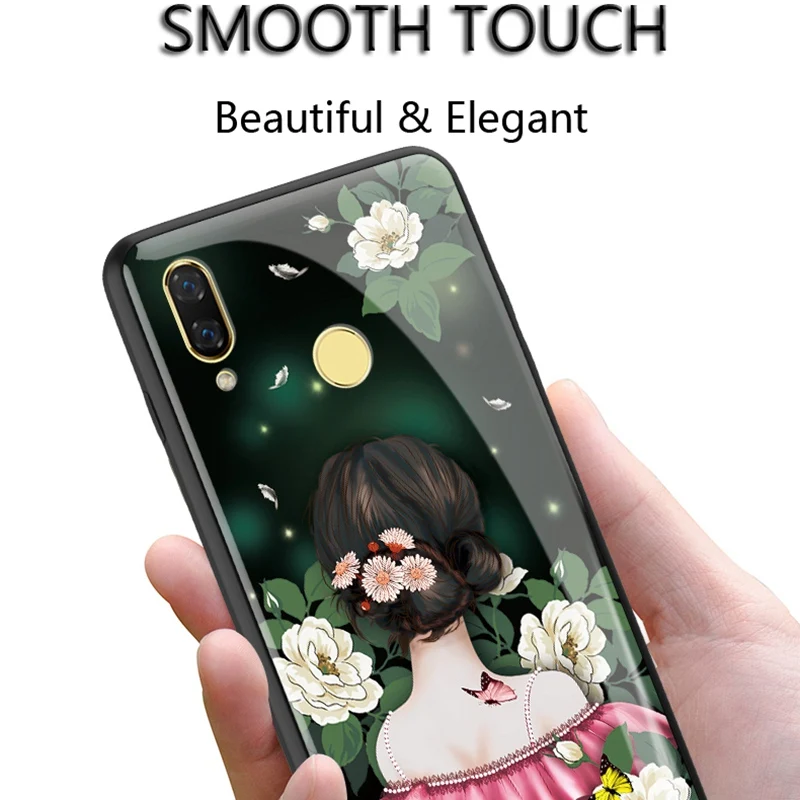 Стеклянный чехол UPaitou для Huawei Nova 3 3i 3e закаленное стекло задняя крышка Бесплатная