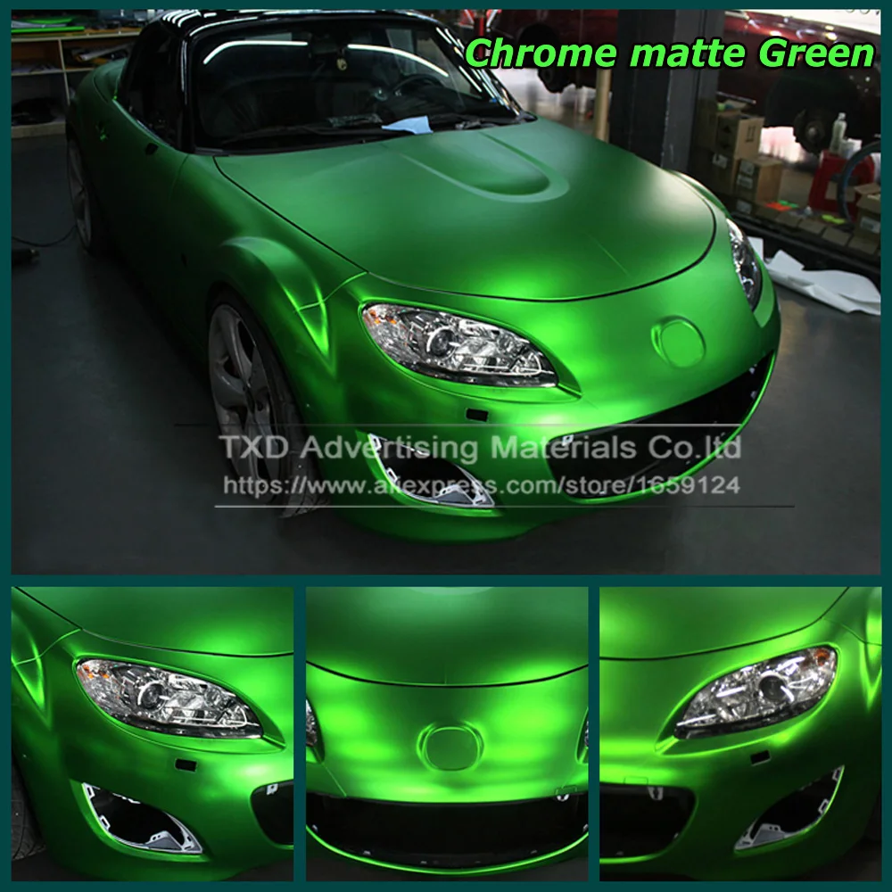 Супер качество зеленый хром матовый стикер металлический виниловая оберточная