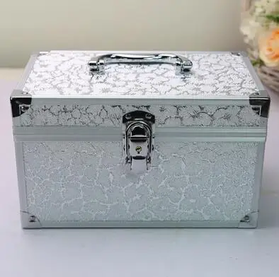 26cm Модная алюминиевая коробка для хранения, красивый чехол для косметики, Большая вместительная косметичка для макияжа, Подарочная коробка для хранения ювелирных изделий для девочек - Цвет: 26cm