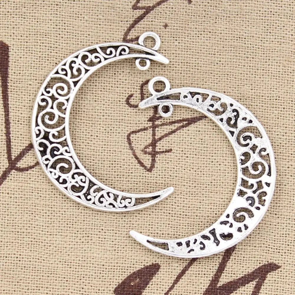 

12pcs Charms Hollow Moon 40x30mm Antique Bronze Silver Color Pendants Making DIY Handmade Tibetan Bronze Silver Color Jewelry
