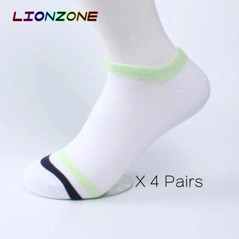 LIONZONE, 4 пар/лот, женские короткие носки с силиконовой полоской, хит, дезодорант, бамбуковые носки, женские носки-лоферы, Calcetin Harajuku - Цвет: White 4