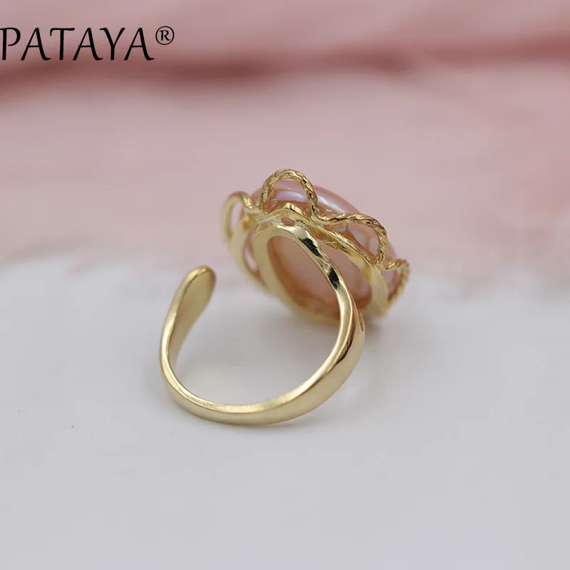Новые Кольца PATAYA с натуральным пресноводным жемчугом, золотые кольца, циркониевые серьги, наборы для женщин, Романтические Роскошные ювелирные изделия для свадебной вечеринки