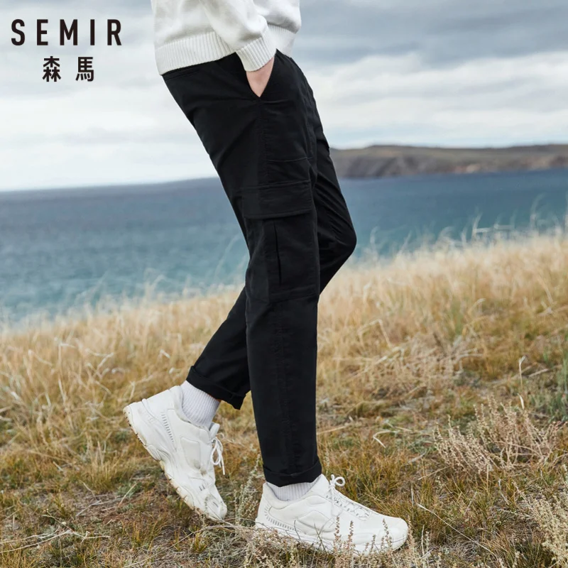 SEMIR мужские мягкие хлопковые брюки-карго облегающие брюки с открытым карманом