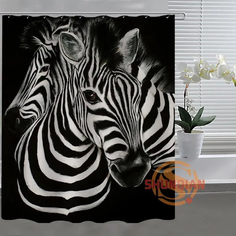 Занавеска для душа Zebra Art на заказ ткань ванной комнаты декор занавеска H03v26u84|custom