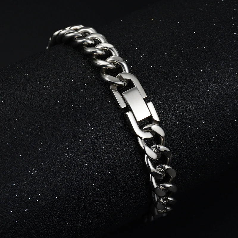 Браслет из нержавеющей стали в стиле панк 2017|snap button|biker bracelethand chain |