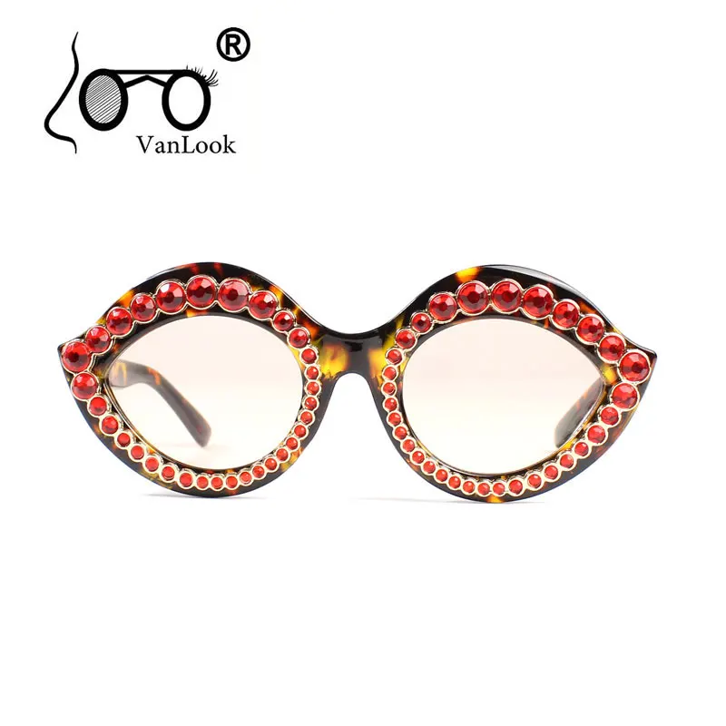 

Lip Sunglasses Red Rhinestone Women Sun Glasses for Sexy Lady Bling Shades Tortoise Oculos Colorful Fashion Mirror Blue Goldish