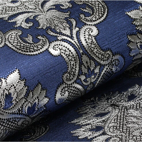 Обои в европейском стиле роскошные золотистые и серебристые с 3D вышивкой обои