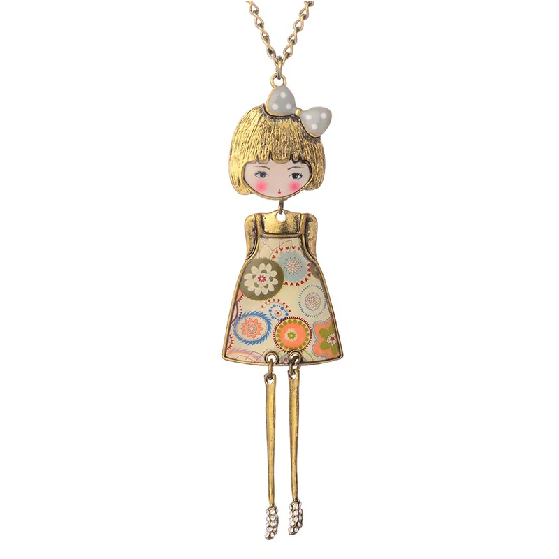 Женская кукла подвеска очаровательное вечернее ожерелье с эмалью|women necklace|charm