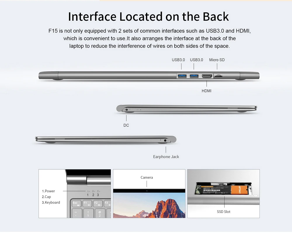 Ноутбук Teclast F15 15,6 ''Windows 10 Intel N4100 четырехъядерный 1,1 ГГц 8 Гб ОЗУ 256 ГБ SSD 5500 МП фронтальная камера HDMI мАч