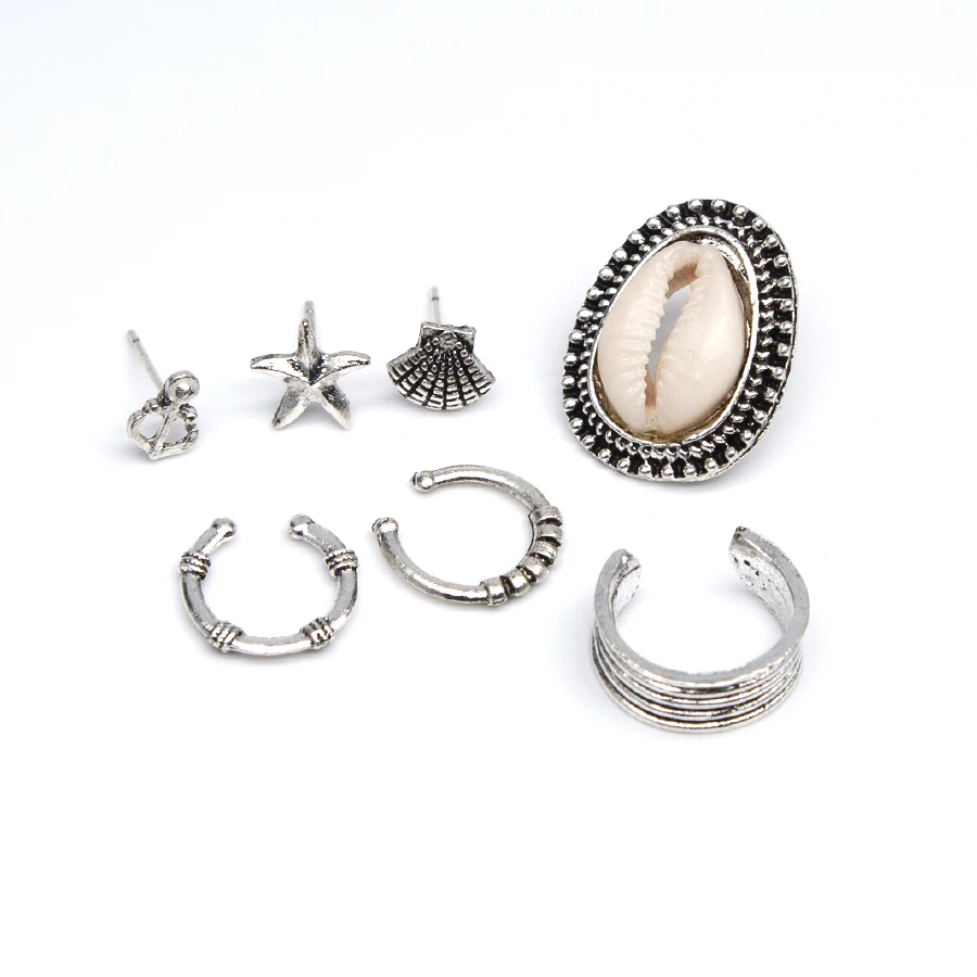 Btuamb 7 шт./компл. богемский Комплект сережек для женщин Bijoux Винтажный серебряный