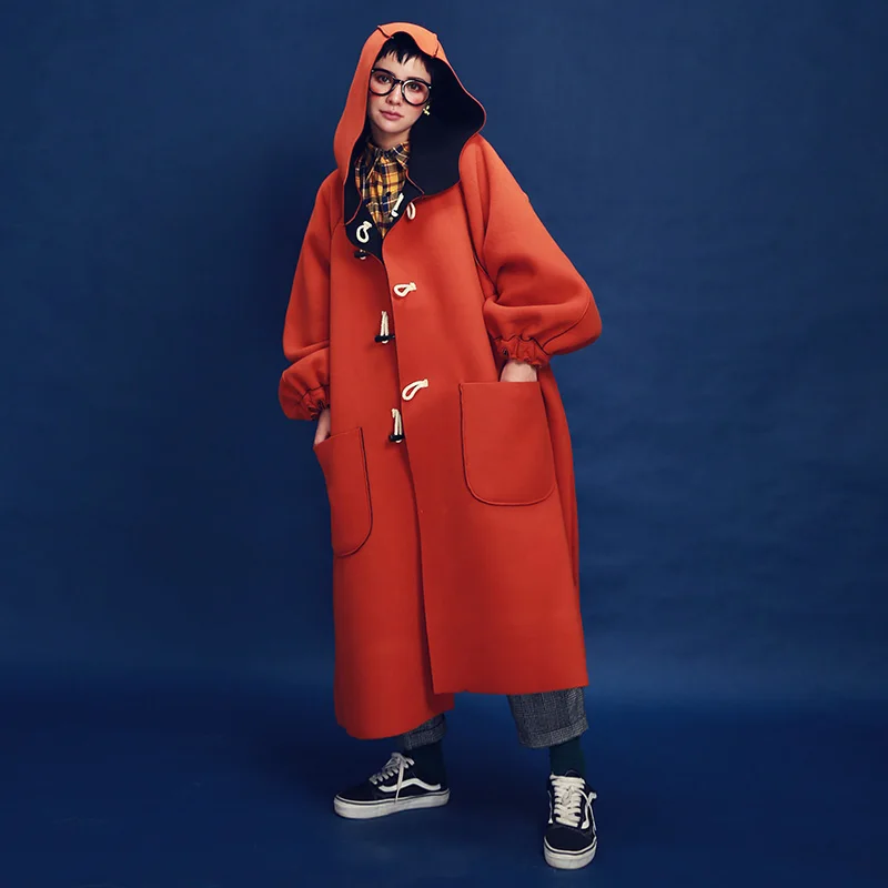 Длинный Женский Тренч из флиса с капюшоном 2020|trench coat long|trench coatfleece trench |