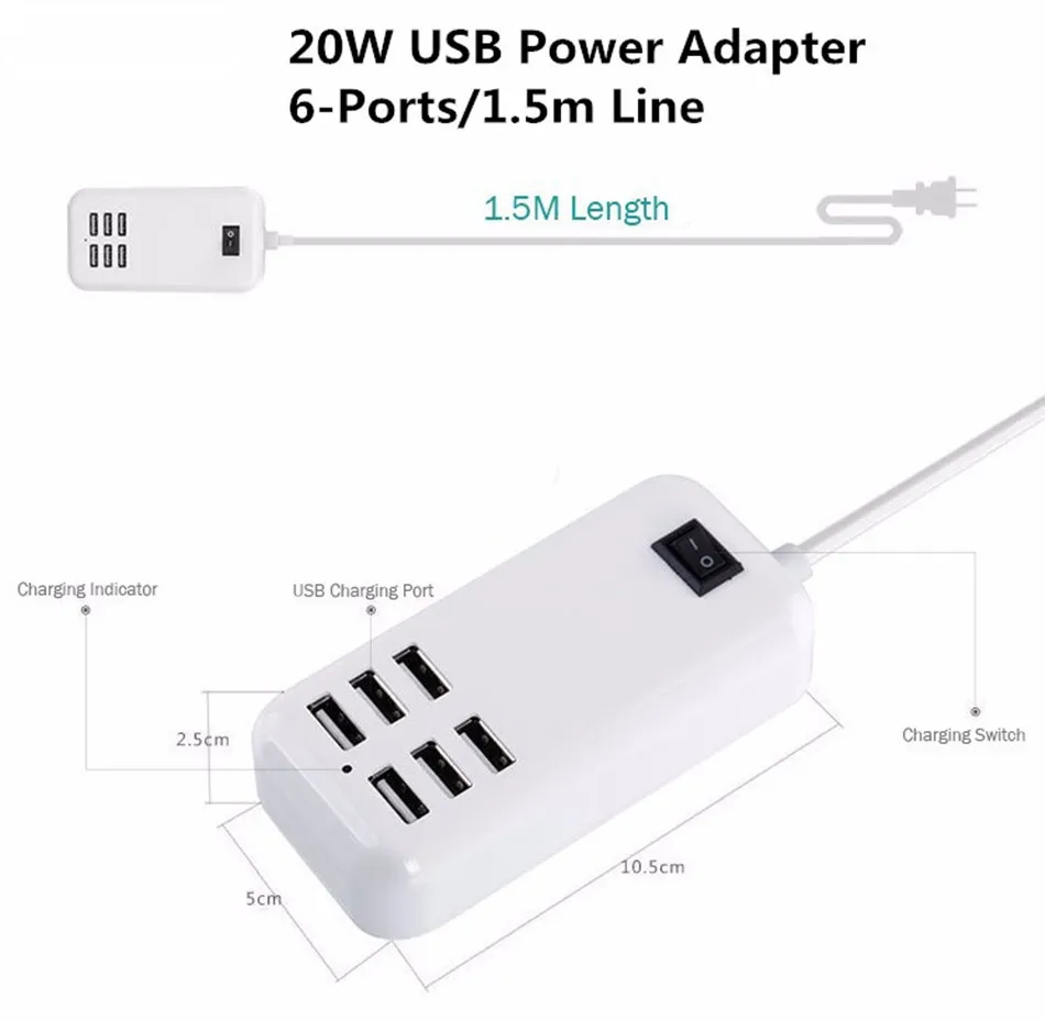 Зарядное устройство Faichoy с 6 USB портами 5 В/3 А|charger quick|us usb chargerusb charger |