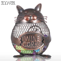 tooarts cat kitten wine cork container animal ornament iron box art practical crafts favor gift home decoration