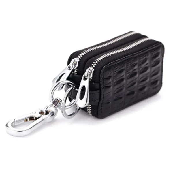 Carkey двойная молния Женская Мужская многофункциональная сумка из натуральной кожи брелок с кольцом для ключей кошелек для монет кошелек MUG88