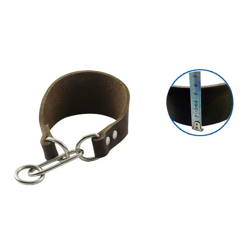 Расширенный ошейник для собак из коричневой натуральной кожи очень широкий