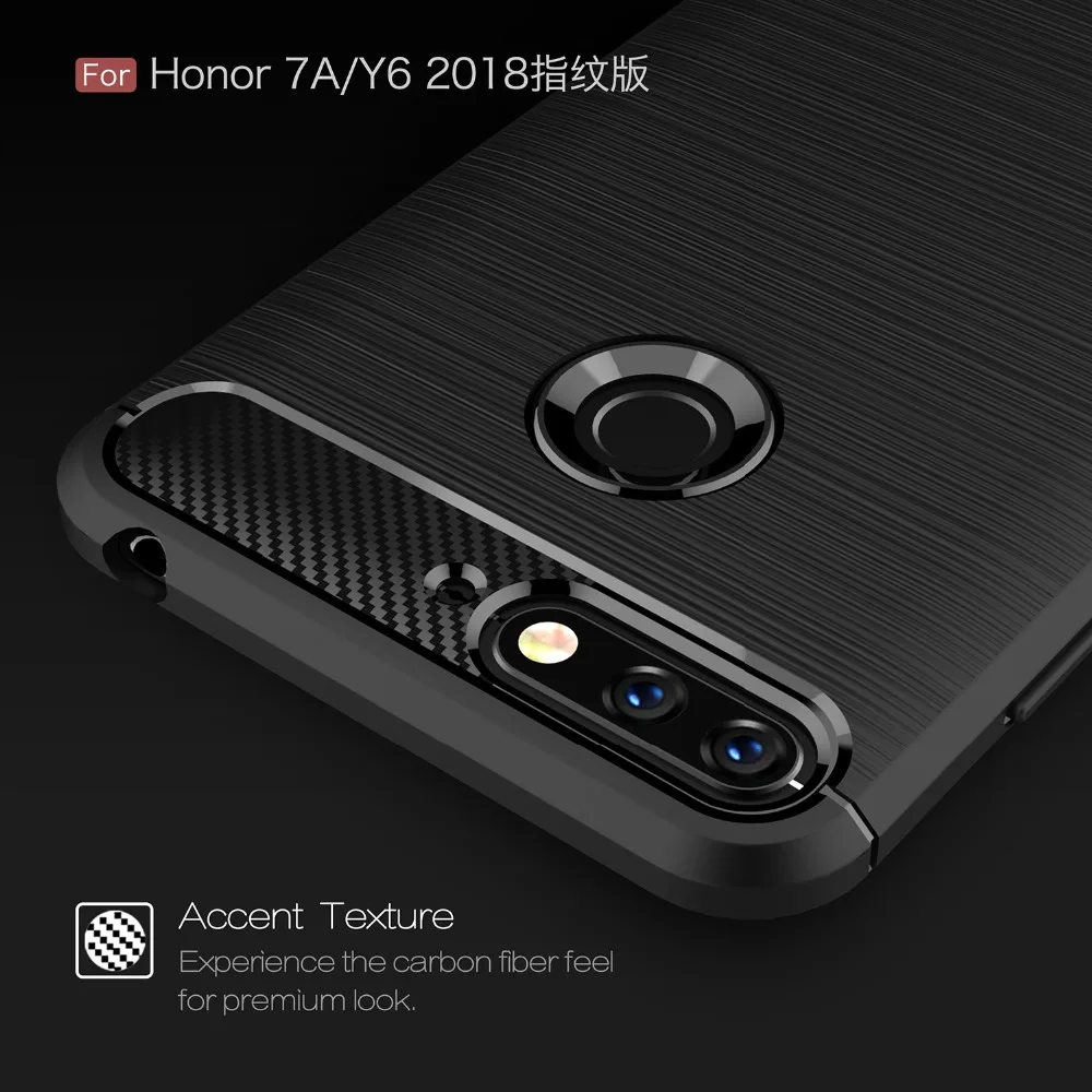 Guties матовые Силиконовые чехлы из углеродного волокна для Huawei Honor Y6 2018