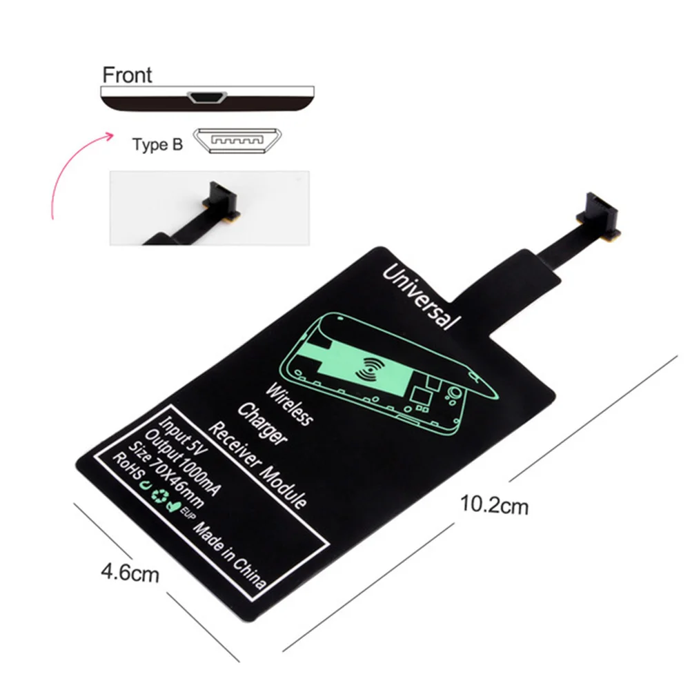 Hot Sale 5W Qi Universal Wireless Charger Adapter Receiver For iPhone Android Type C - Тип штекера: type B