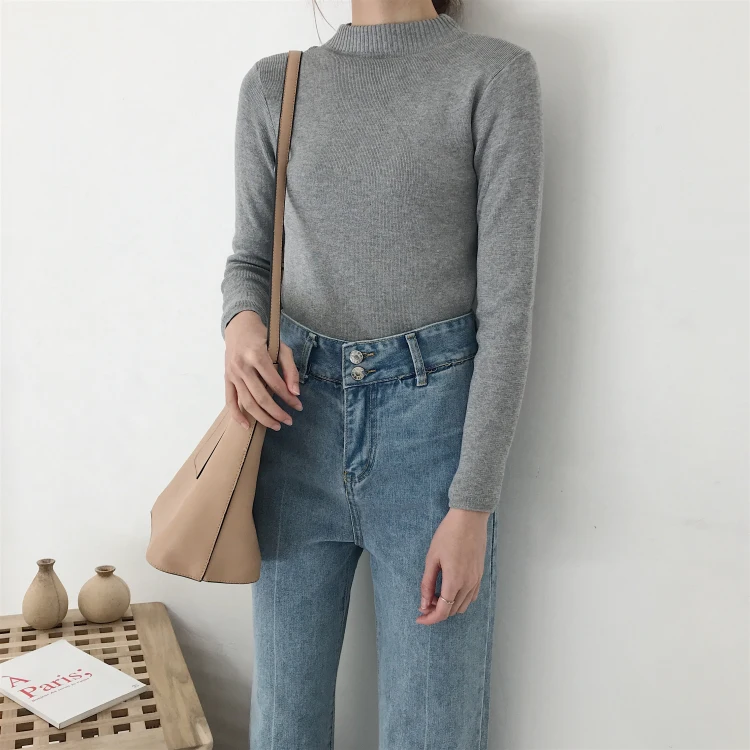TAJIYANE New 2018 Spring Fashion Women Sweater High Elastic Solid Turtleneck Slim Bottoming Knitted Pullover LD208 | Женская одежда