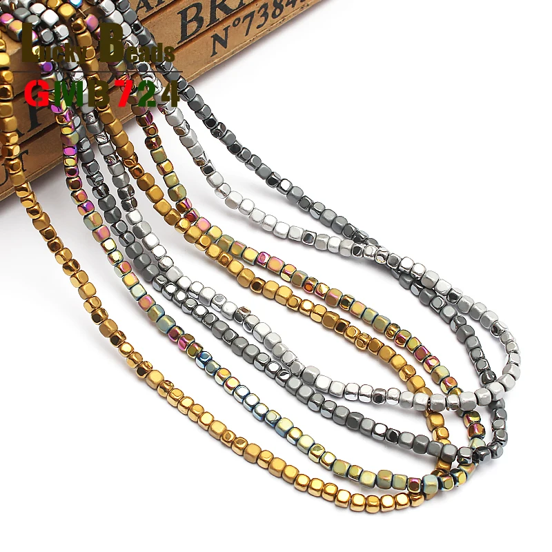 Бусины из натурального камня 3 мм квадратные матовые гематита для изготовления