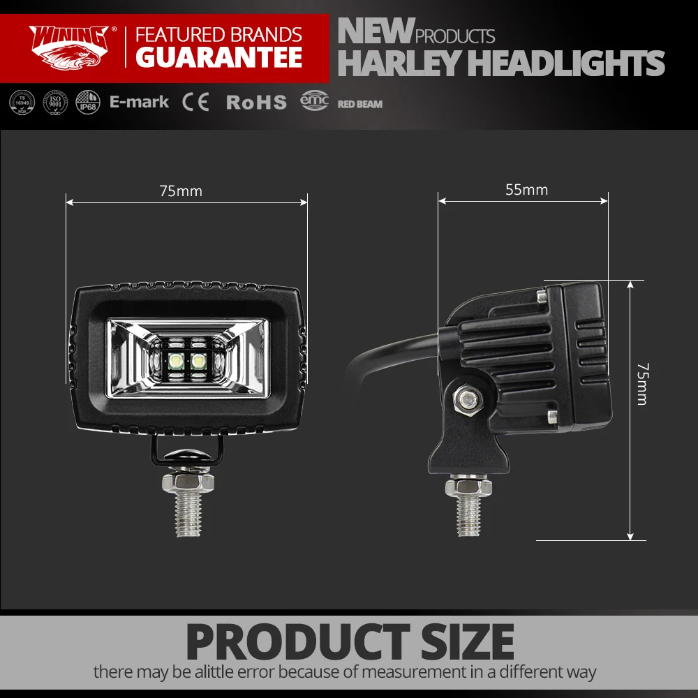 

WINING Pairs 20W Mini LED Work Light for Driving light Boat Car Tractor Truck 4x4 SUV ATV Offroad Light Flood Beam for ATV