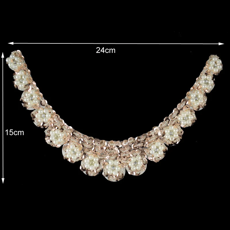1pc Pearl Seedbeads Lace Fabric Neckline Collar Scrapbooking Patch Applique Trim for Dresses Clothes Accessories | Дом и сад