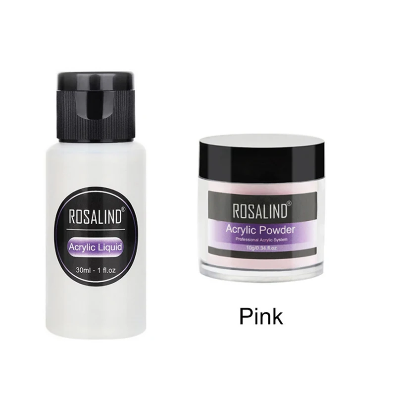 pink ROSALIND прозрачный арт для ногтей 3D 10 г картина акриловая с порошком наконечники строитель прозрачный акриловый порошок для ногтей маникюр розовый, белый, прозрачный - Цвет: pink