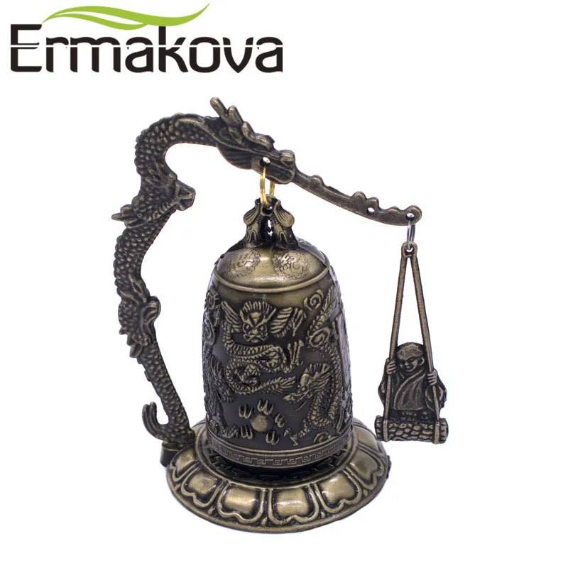 Ермакова колокольчик с драконом бронзовые часы на удачу колокольчик Баш фэн-шуй буддийский медитационный алтарь подарок сувенир Домашний Настольный Декор