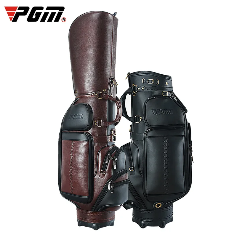 preço Pgm Golfe Saco De Couro Genuíno à Prova Dstandard água Pacote Bola Padrão Grande Capacidade Com Capa High-end Multifuncional Saco De Golfe D0740