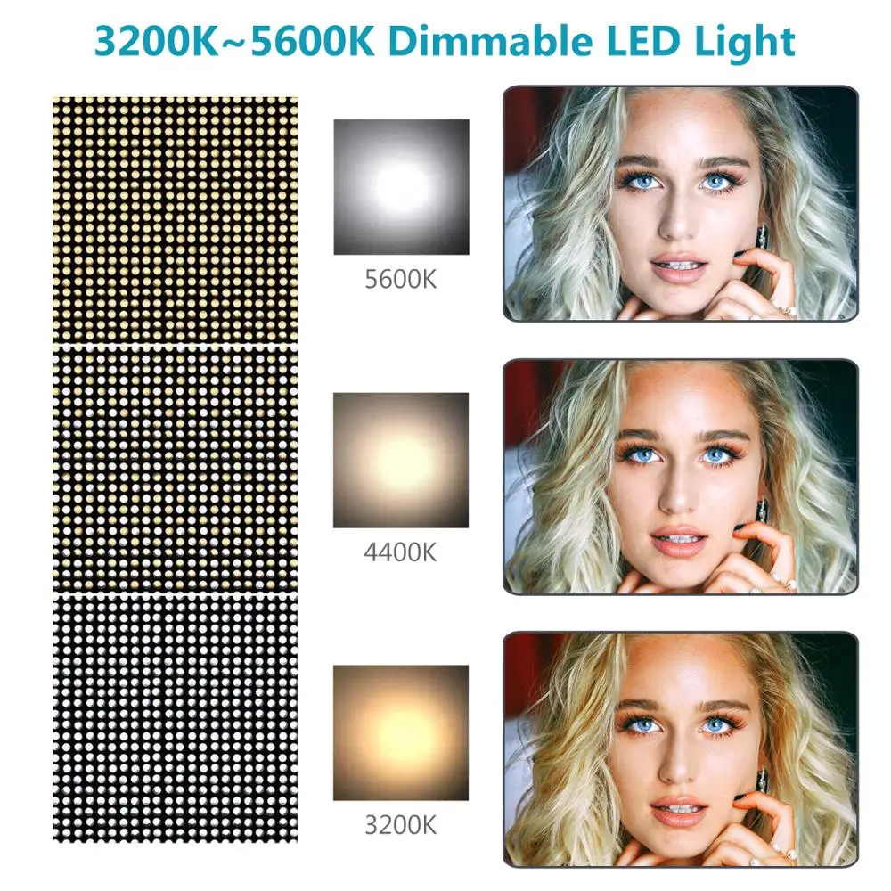 

Neewer Dimmable LED Video Light Photography LED Lighting with Metal Frame 1320 LED Beads 3200-5600K, DC Adapter/Battery Power