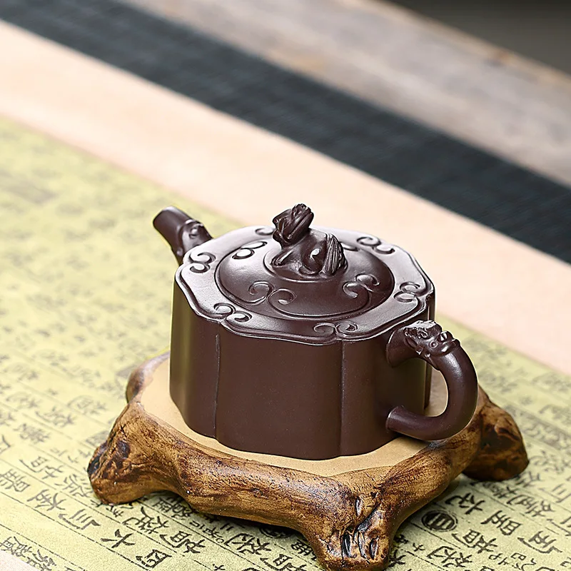 Purple Sand Pot Mini-type Raw Mine Old Mud Pure Handmade Six Side Xiangrui Teaware Gift Box One Substitute | Дом и сад