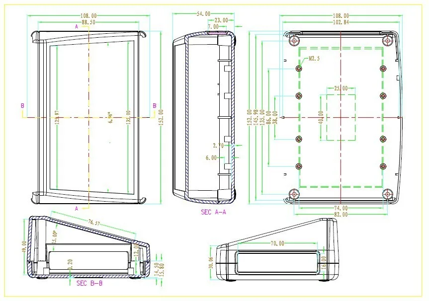 152*108*54 мм небольшой пластиковый корпус для проекта электроники abs распределительная коробка для проводов корпус DIY Настольный испытательный инструмент Чехол