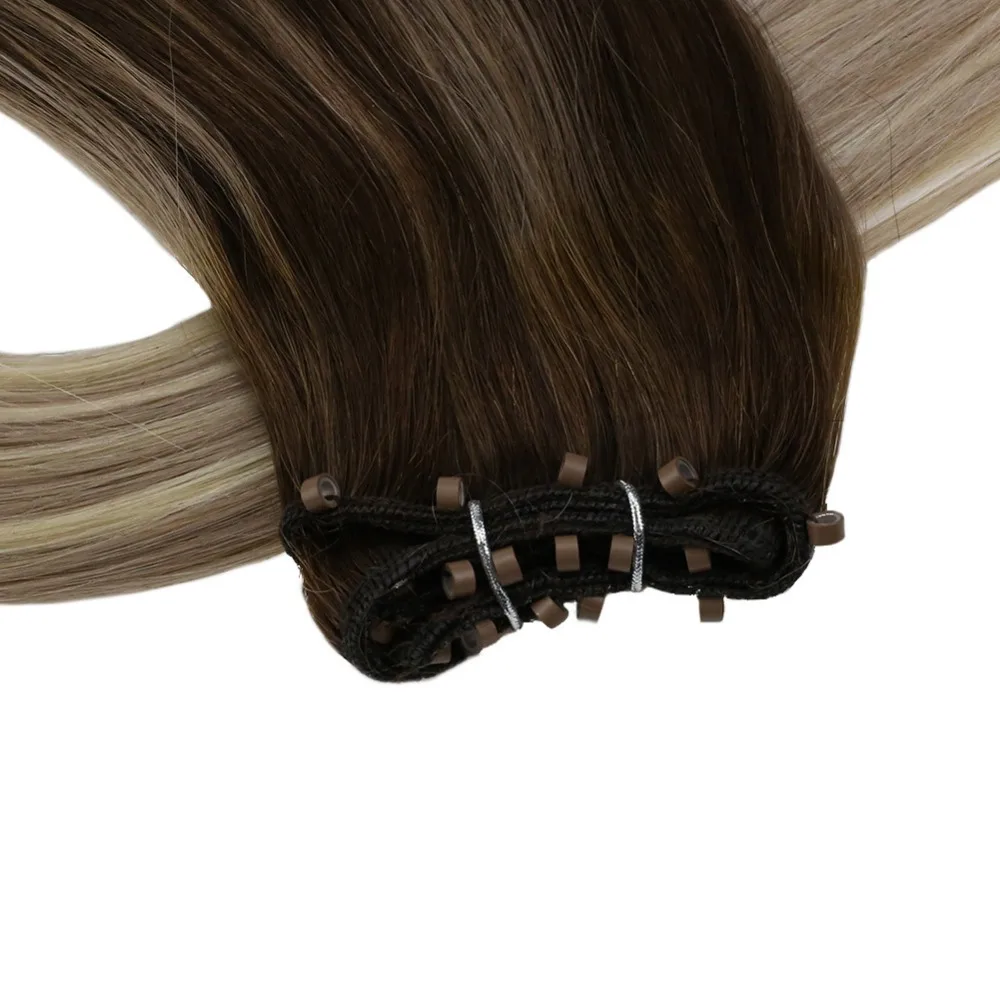 Moresoo Balayage цветные Уток#4 коричневый выцветание до#18 блонд с#60 блонд микро бусины Уток Наращивание волосы remy 50-70 г/упак