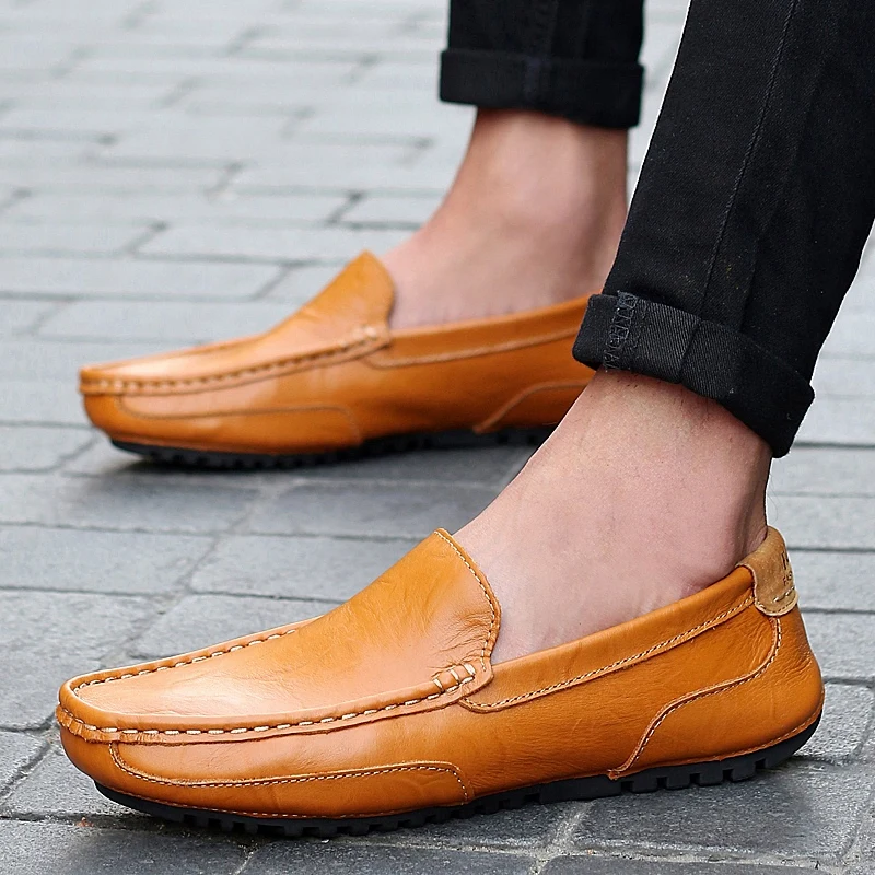 Top brand High quality genuine leather casual men shoes cow suede comfortable loafers soft breathable flats warm | Обувь