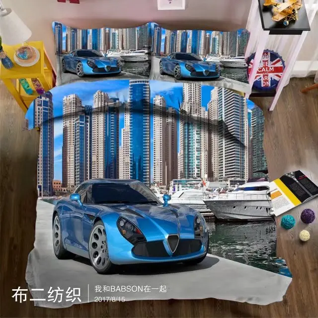 Комплект постельного белья с 3D принтом Шмель для машины двуспальный размер из 4
