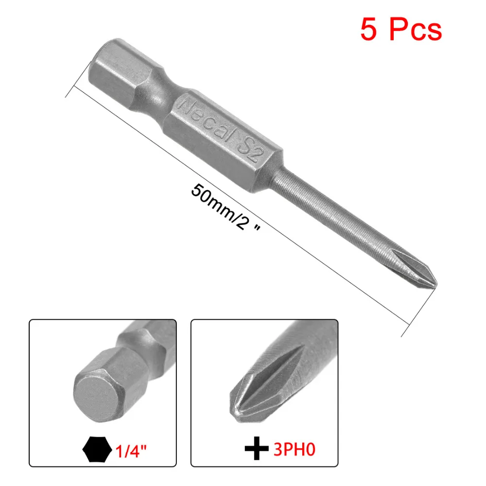 UXCELL 5 шт. 1/4 дюйма шестигранный хвостовик Phillips Магнитная отвертка PH00 PH1 PH0 S2 отвертка Биты 50 мм длина