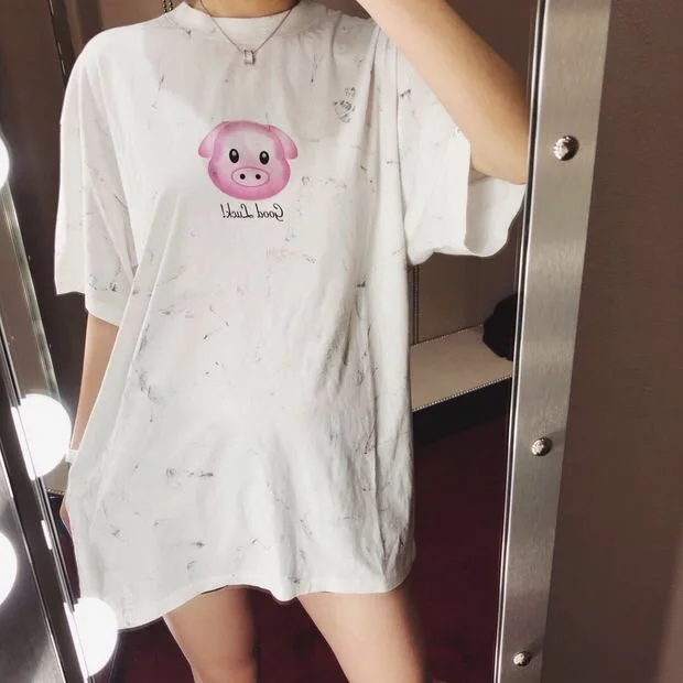 Vete мужская ts футболка женская уличная хрюша радуга календарь 19ss негабаритная