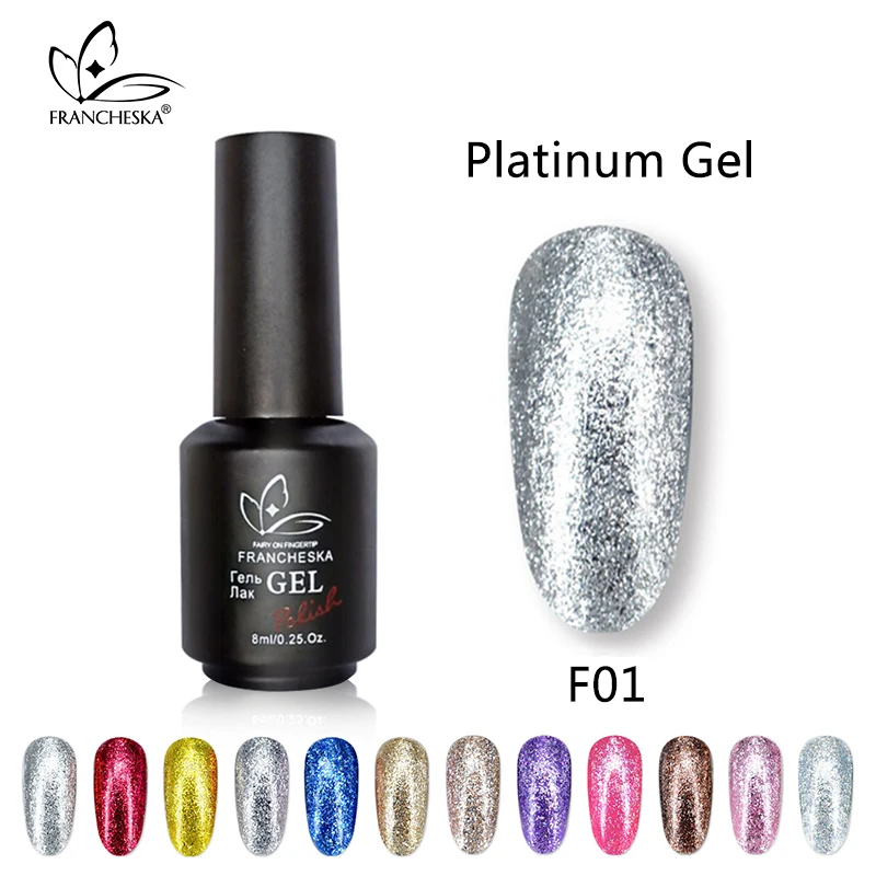 Франческа Платиновые блестки гель nagellak tirnak oje гель лак nagels spulletjes gellac nagels uv led gelnagellack смывка для лака
