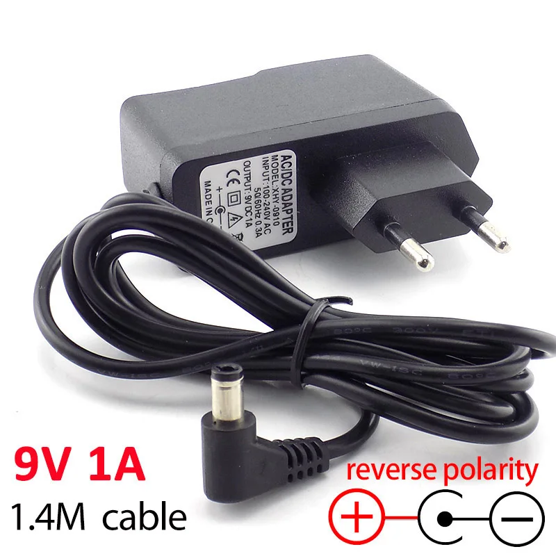 AC DC 9V 1A 1000ma адаптер питания обратная полярность конвертер внутри отрицательного