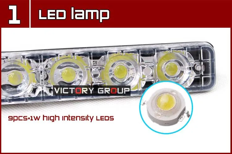 12v 9W Светодиодный дневной светильник белый Цвет Водонепроницаемый Универсальные