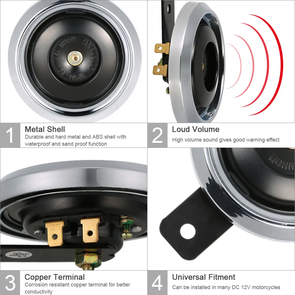 DC 12V 1.5A 105dB Универсальный водонепроницаемый мотоцикл громкий Электрический Гудок